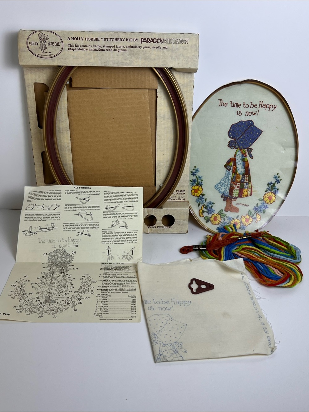 Vintage Holly Hobbie Stitchery Kit ~ The Time to Be Happy Is Now ~ Paragon